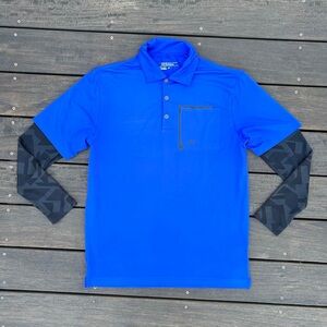 Nike Golf Tour Performance Dri-Fit Layered Royal Blue Polo Shirt w/Black Sleeves